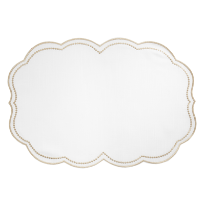 Embroidered Polka Dot Placemat W/ Scalloped Border