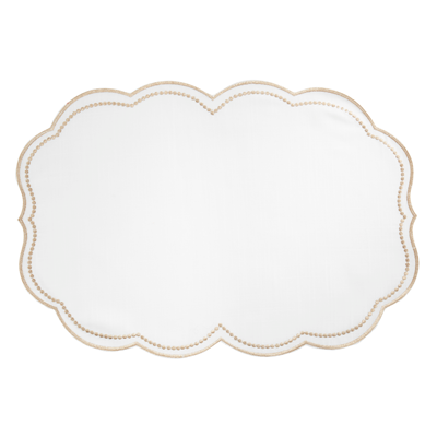 Embroidered Polka Dot Placemat W/ Scalloped Border