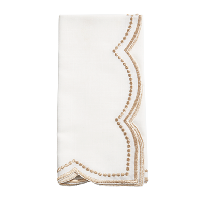 Embroidered Polka Dot Napkin W/ Scalloped Border