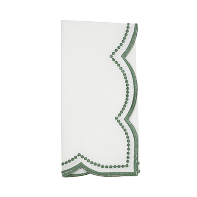Embroidered Polka Dot Napkin W/ Scalloped Border