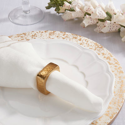 Square Hammered Napkin Ring S/4