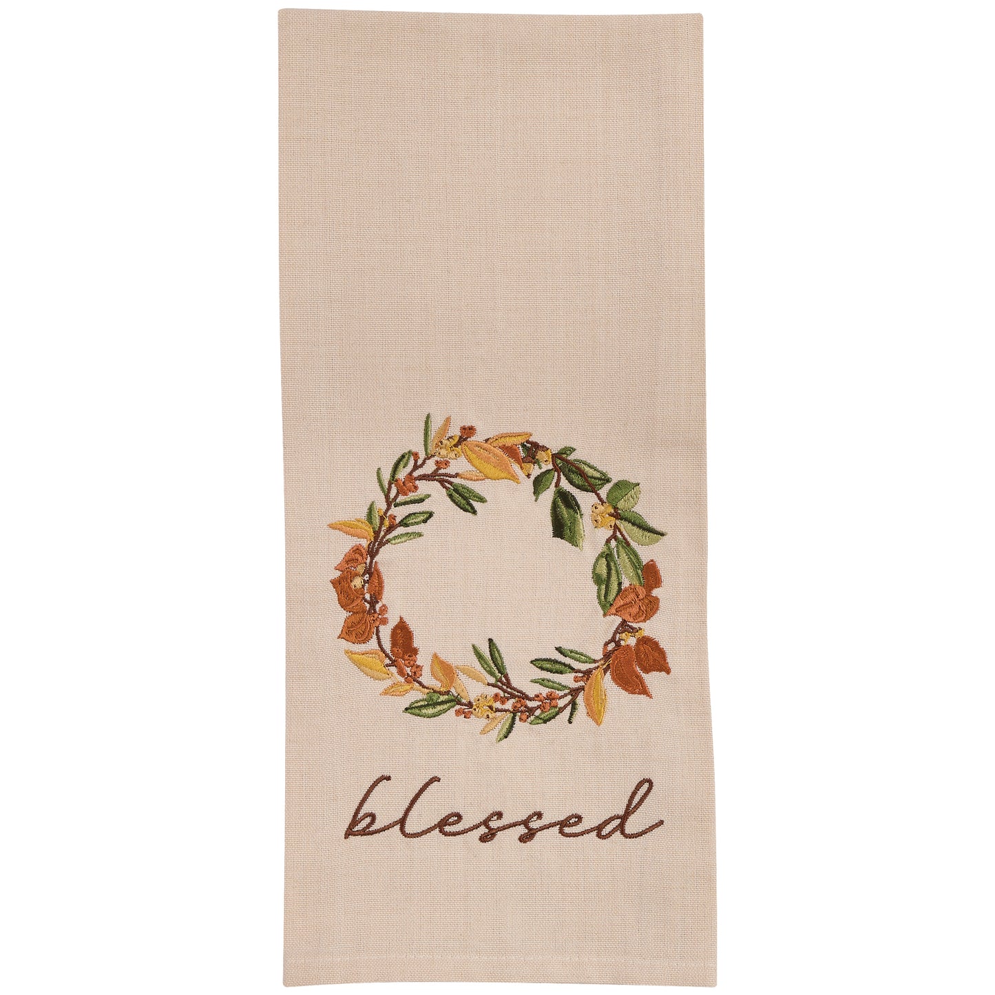 ELDERBERRY WREATH EMBROIDERED DISHTOWEL