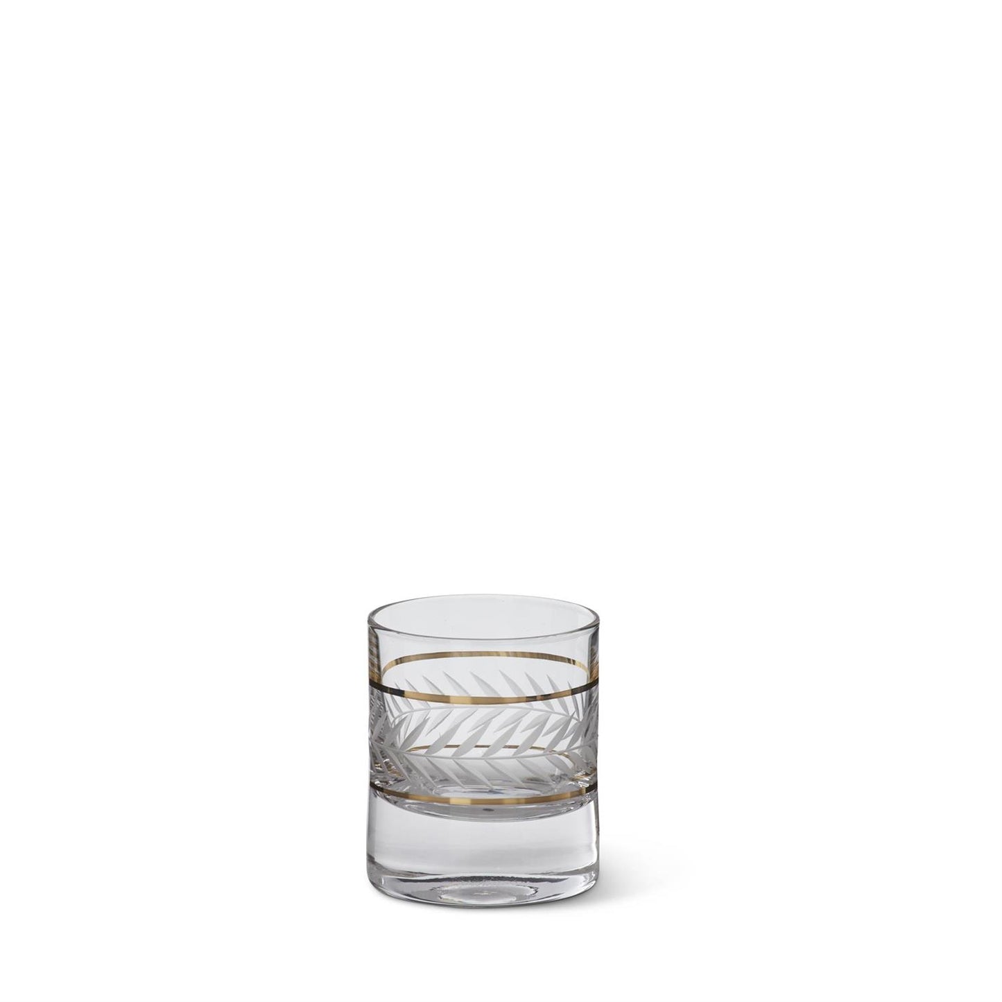 Clear Glass Wheat Etched Gold Strip Drinkware