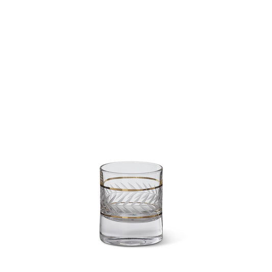 Clear Glass Wheat Etched Gold Strip Drinkware