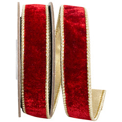 VELVET PLUSH TEXTURE DELUXE BACKED WIRED EDGE RIBBON 1" 10yd