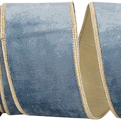 VELVET PLUSH TEXTURE SKY DELUXE BACKED WIRED EDGE RIBBON 2.5" 5yd