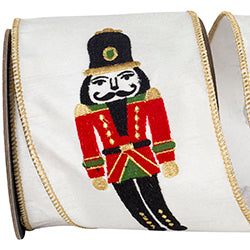 NUTCRACKER EMBROIDERY WIRED EDGE RIBBON 4" 5yd