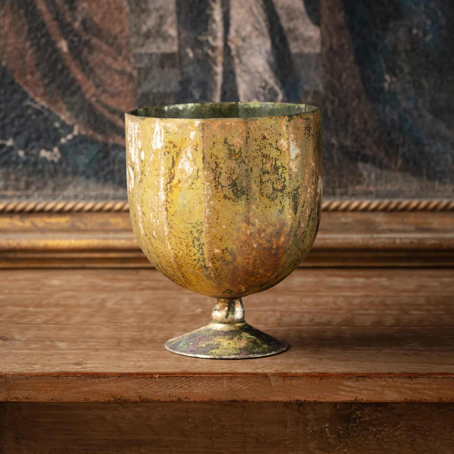 Antique Gold Mercury Glass Chalice