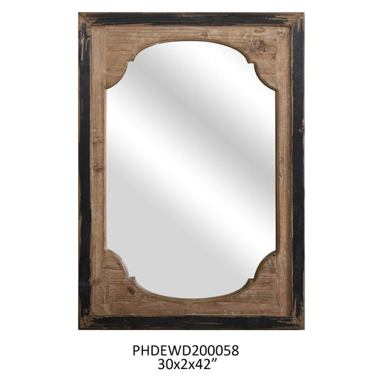 Aged Wooden Panel Mirror