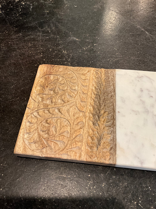 Marble & Hand-Carved Wood Serving Board