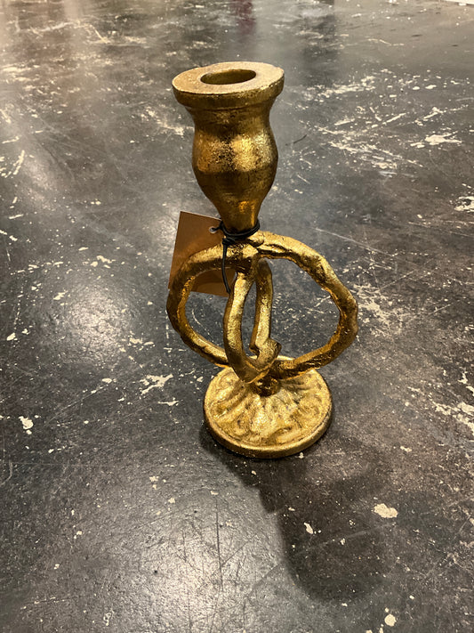 Gold Cast Iron Taper Candle Holder
