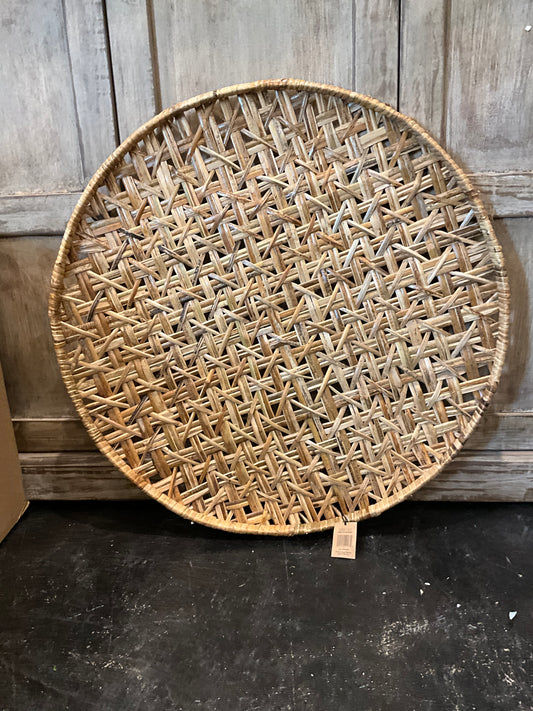 26”Round Open Weave Rattan Tray