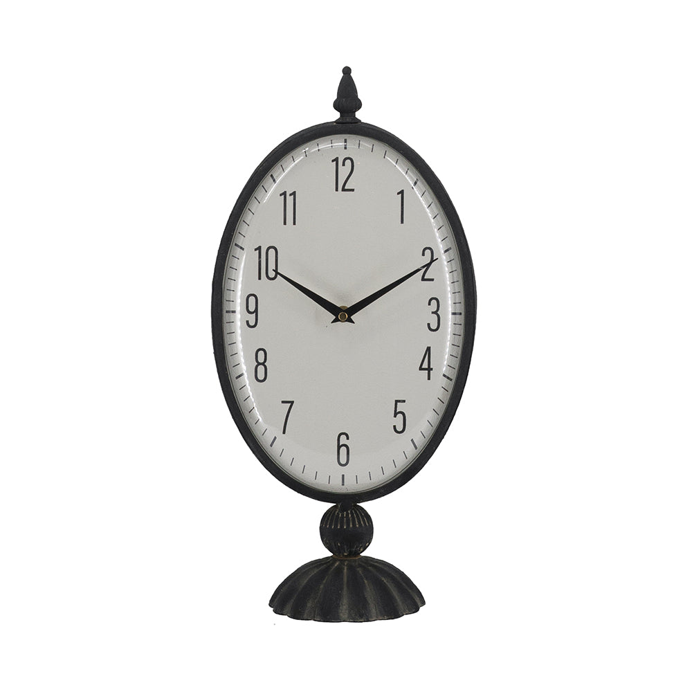 Vintage-Inspired Black Oval Table Clock