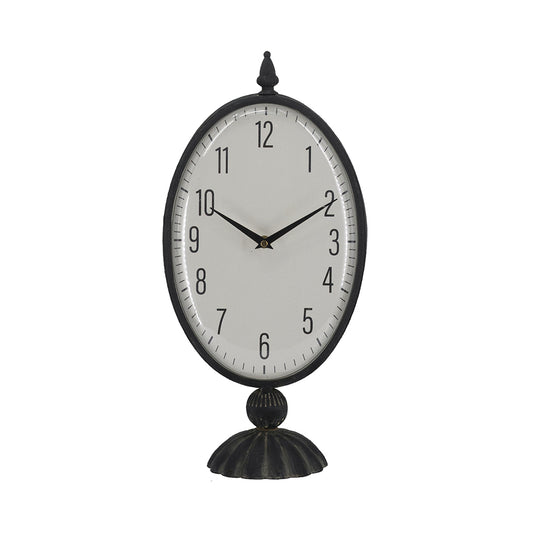 Vintage-Inspired Black Oval Table Clock