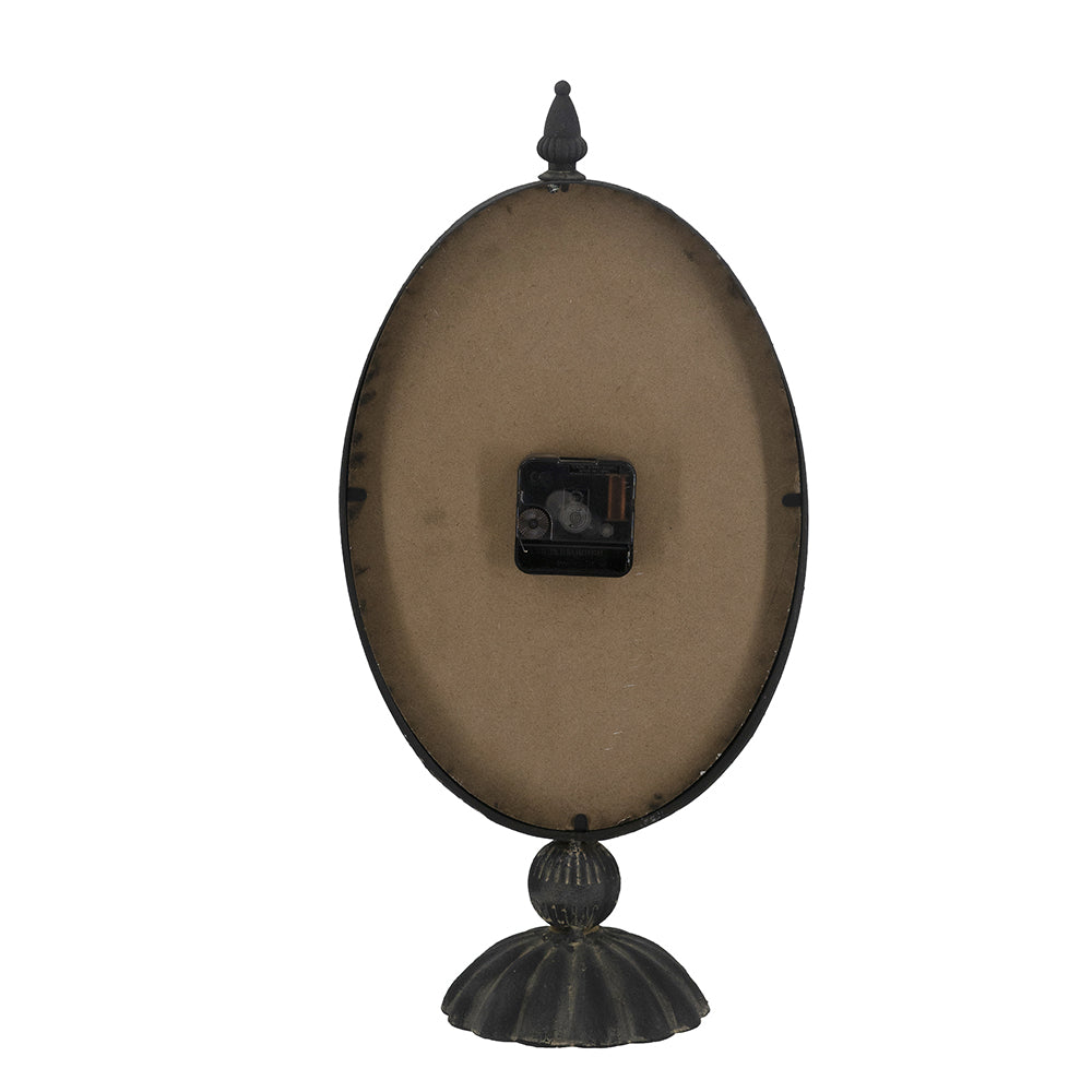 Vintage-Inspired Black Oval Table Clock