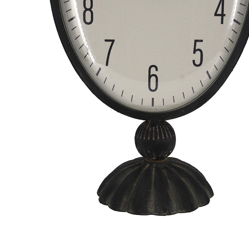 Vintage-Inspired Black Oval Table Clock