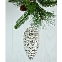6.5" Mercury Cone w/ Snow Ornament - Silver