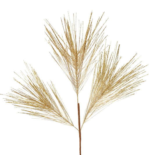 25” METALLIC LONG NEEDLE PINE SPRAY - GOLD