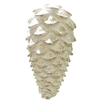 9'' Plastic Cone Orn. White W/ Metallic Gold Finish