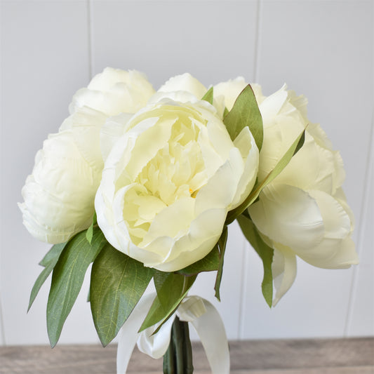 14” Garden Peony Bouquet - Cream/Yellow