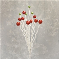 Wild Waves Glittered Stem/Ball Spray - White/Red/Green 31"