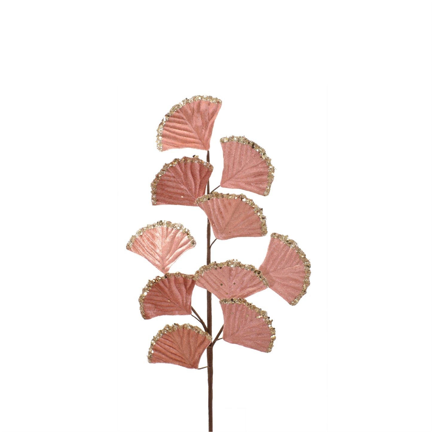 VELVET SHIMMER GINGKO LEAF SPRAY - ROSE 26.5''