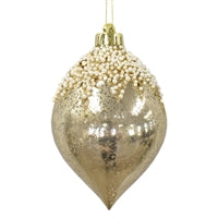 Pearl Icing Ornament Finial 6'' - Lt. Gold