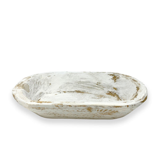 White Latina Wood Dough Bowl 10"