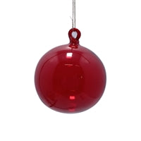 4'' Clear blown Ball Orn. -Red