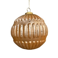 Glass Rice Ball Ornament 5" - Matte Rose/Gold