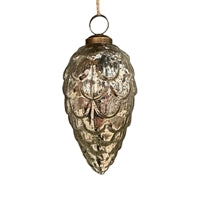 Glass Pinecone Silver 5''