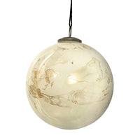 4" Glass Ball Marble Orn - Gold/White