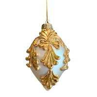 Cream Embossed Glass Ornament 6"