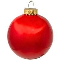 Plastic Pearl Finish Ball Ornament - Candy Red 6"
