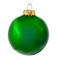 Plastic Pearl Finish Ball Ornament - Green 4"