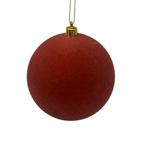 Plastic Flocked Ball Ornament - Burnt Umber 4"