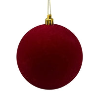 Plastic Flocked Ball Ornament - Crimson 4"