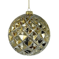 Mercury Finish Diamond Plastic Ball Orn - Gold/Champ 6"