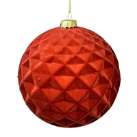 Plastic Flocked Diamond Ball Ornament - Burnt Umber 6"