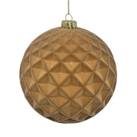 Plastic Flocked Diamond Ball Ornament - Tan 6"