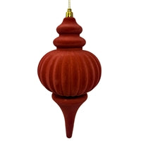Plastic Flocked Finial Ornament - Burnt Umber 10"