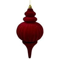Plastic Flocked Finial Ornament - Crimson 10"