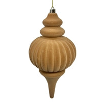 Plastic Flocked Finial Ornament - Tan 10"