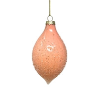 Peach/Pink Glass Iced Finial Ornament 6"