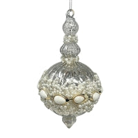 Mercury Glass Drop Finial Ornament w/Pearl Center 7"