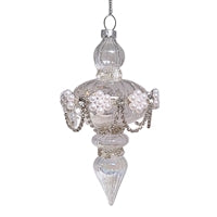 Glass Pearl Flower Finial w/ Rhinestone Garland 5.5"