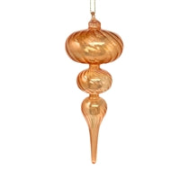 Swirl Glass Finial Ornament - Orange 8.5"