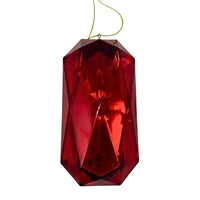 Plastic Rectangle Diamond Ornament - Red