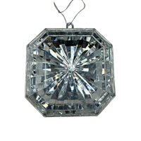 Plastic square Diamond Ornament - Silver 4.7x5.1x2"