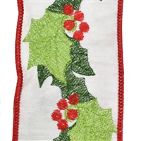 Happy Holly Jolly Embroidered Ribbon 2.5" x 10 yd